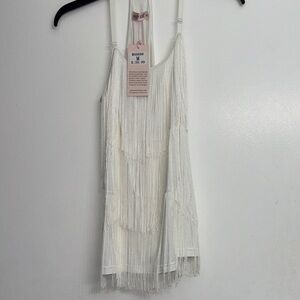 Maker White Fringe Tank Top size medium